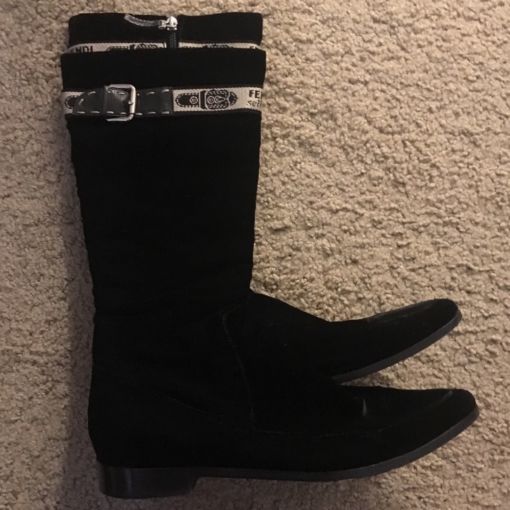 Black Velvet Fendi Boots